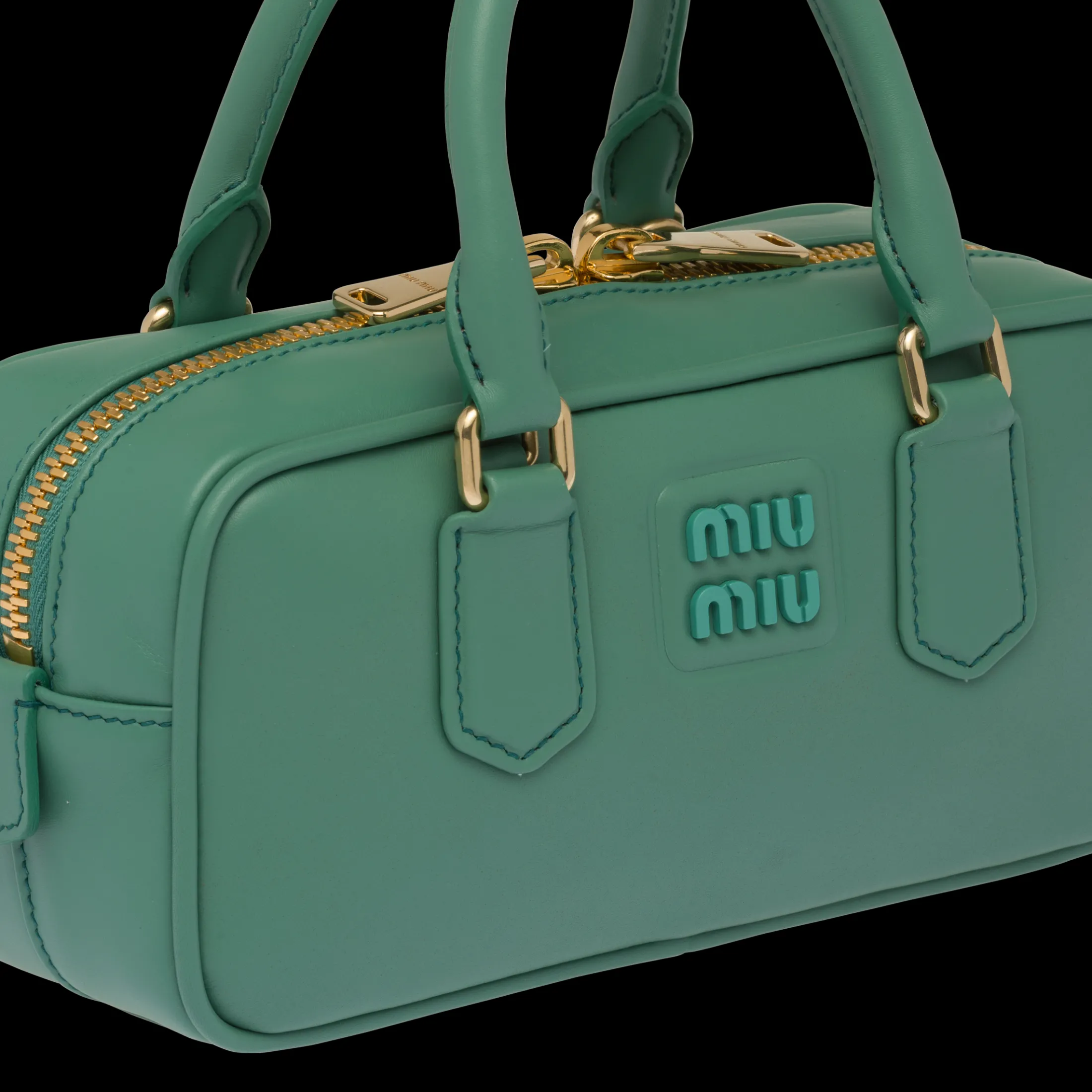 Sage Green Arcadie Leather Bag | Miu Miu