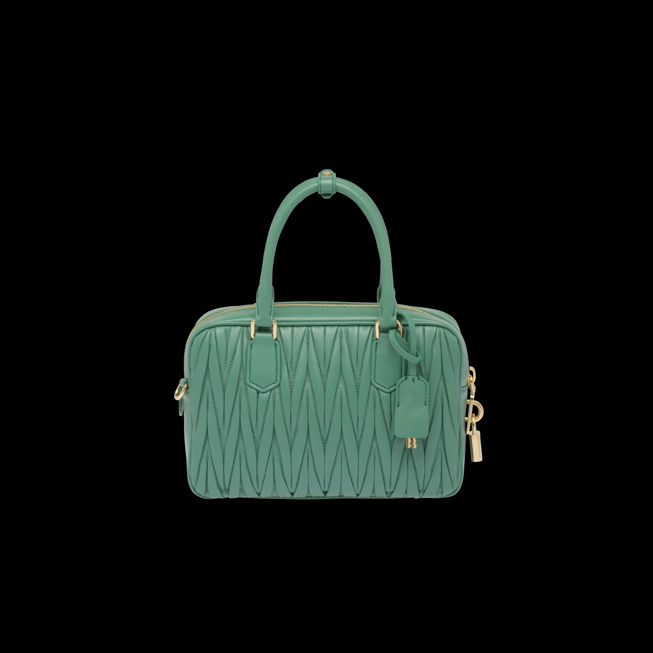 Sage Green Arcadie Matelassé Nappa Leather Bag | Miu Miu