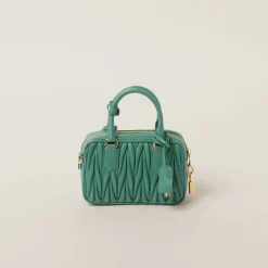 Sage Green Arcadie Matelassé Nappa Leather Bag | Miu Miu