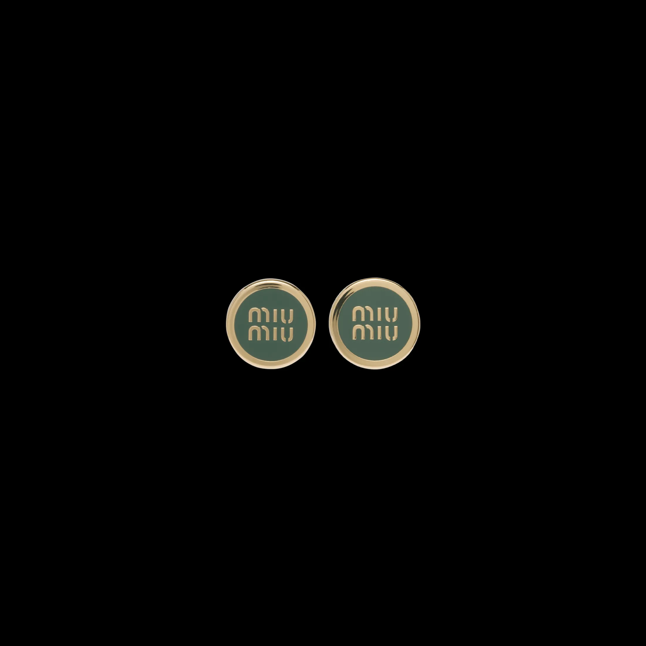Sage Green Enameled Metal Earrings | Miu Miu