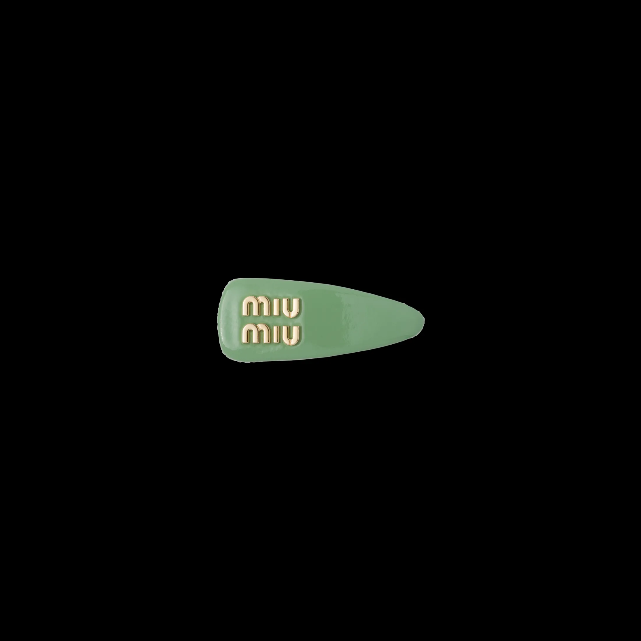 Sage Green Patent Leather Hair Clip | Miu Miu