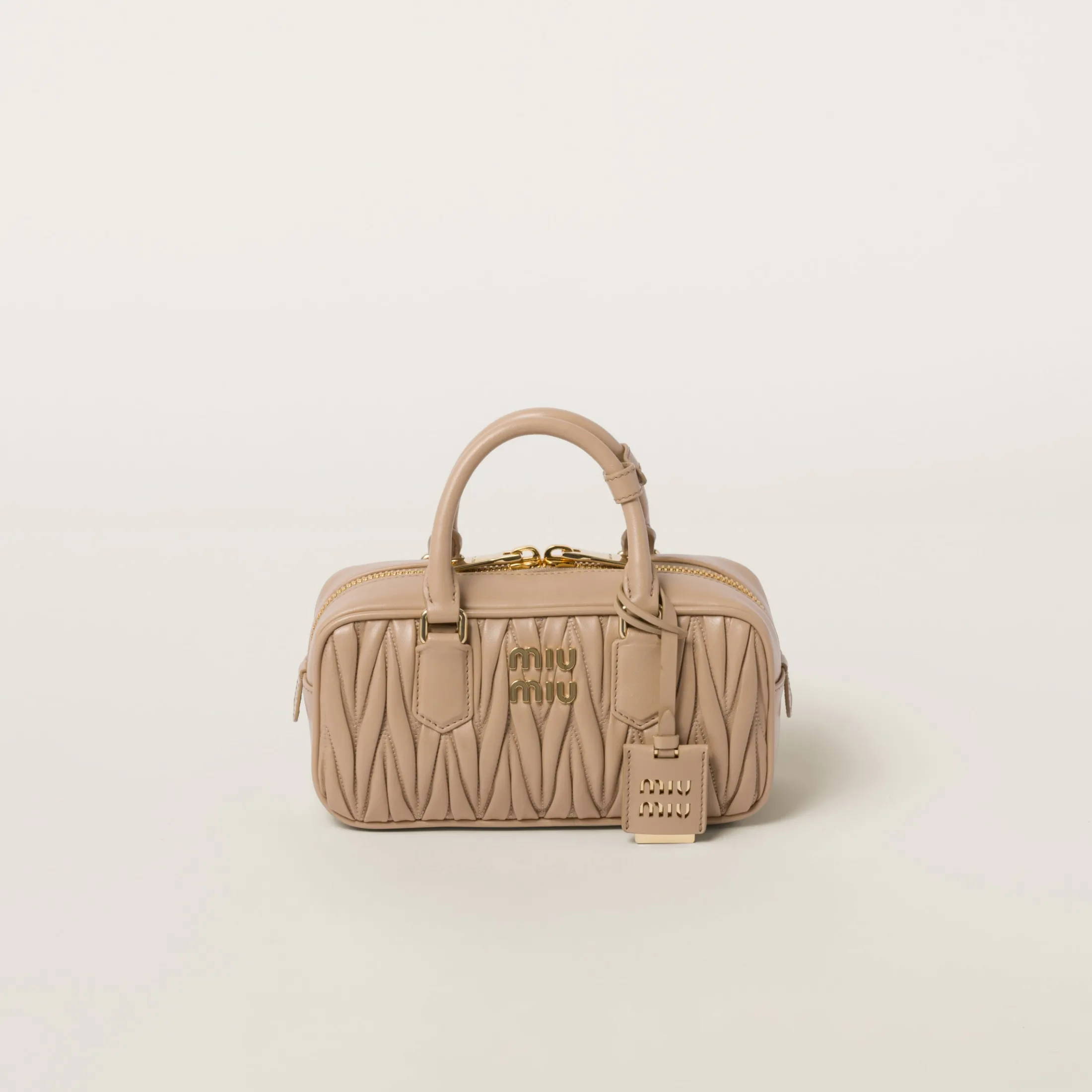 Sand Beige Arcadie Matelassé Nappa Leather Bag | Miu Miu