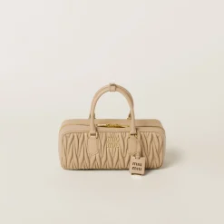 Sand Beige Arcadie Matelassé Nappa Leather Bag | Miu Miu