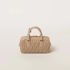Sand Beige Arcadie Matelassé Nappa Leather Bag | Miu Miu