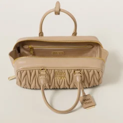 Sand Beige Arcadie Matelassé Nappa Leather Bag | Miu Miu