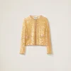 Sand Beige Embroidered Single-breasted Organza Jacket | Miu Miu