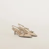 Sand Beige Patent Leather Slingbacks With Buckles | Miu Miu