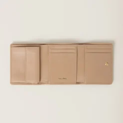 Sand Beige Small Matelassé Nappa Leather Wallet | Miu Miu