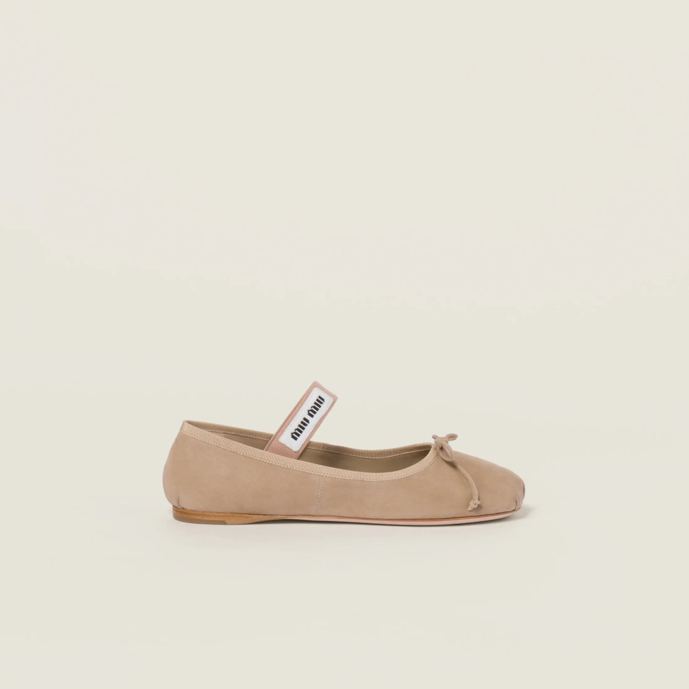 Sand Beige Suede Ballerinas | Miu Miu