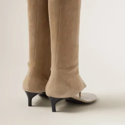 Sand Beige Suede Thong Boots | Miu Miu