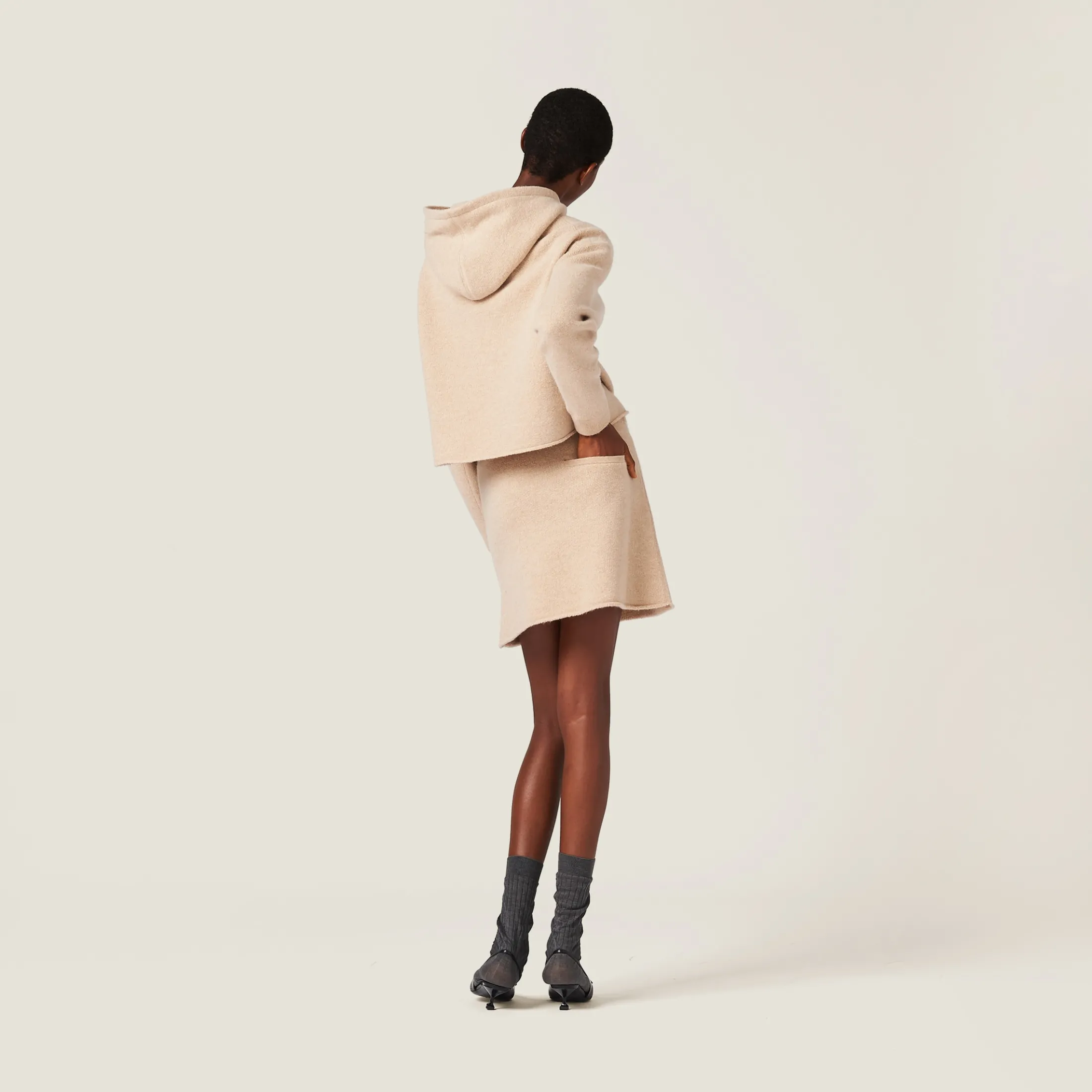 Sand Beige Wool And Cashmere Skirt | Miu Miu