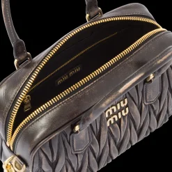 Sand/coffee Arcadie Matelassé Nappa Leather Bag | Miu Miu