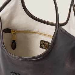 Sand/coffee Ivy Leather Bag | Miu Miu