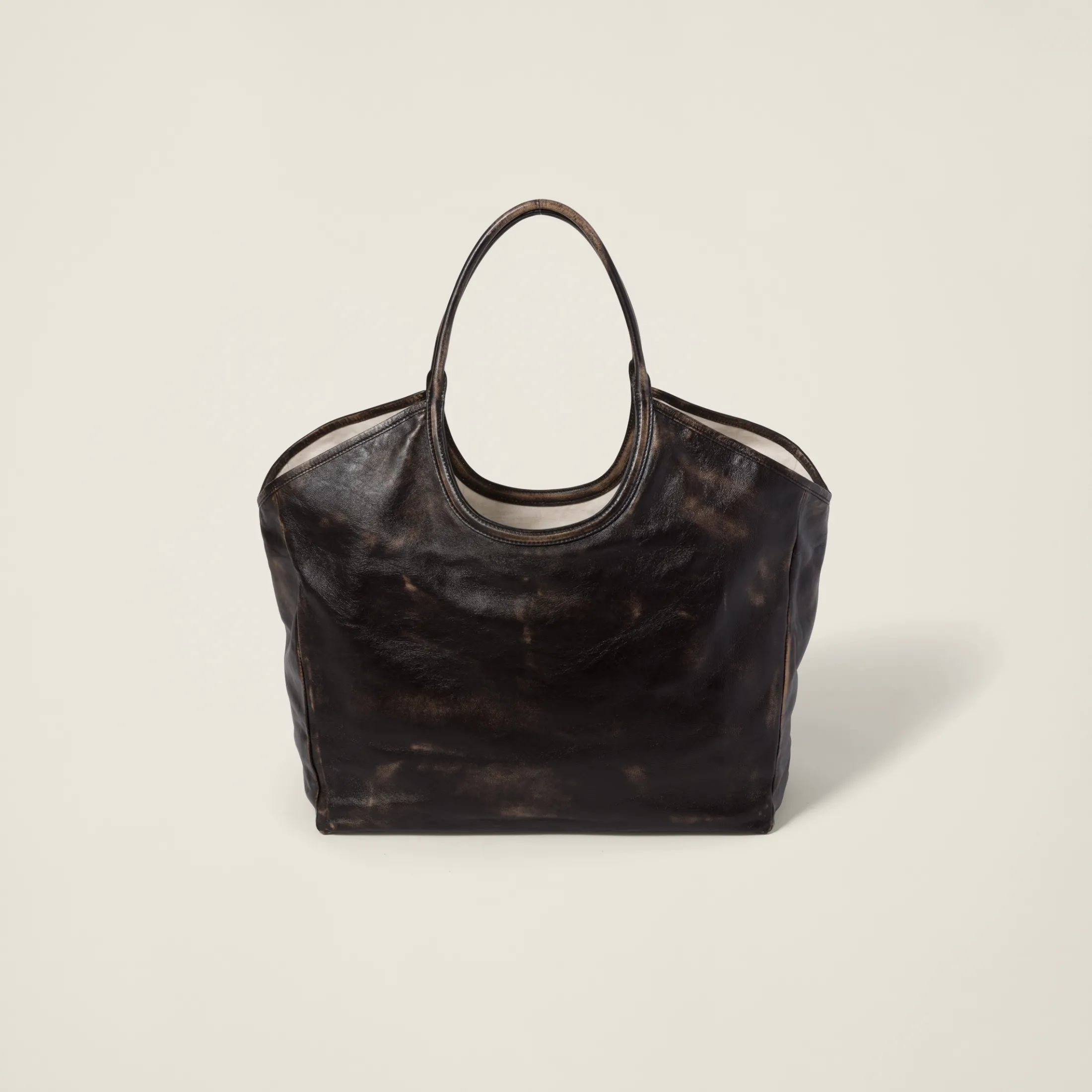 Sand/coffee Leather Tote Bag | Miu Miu