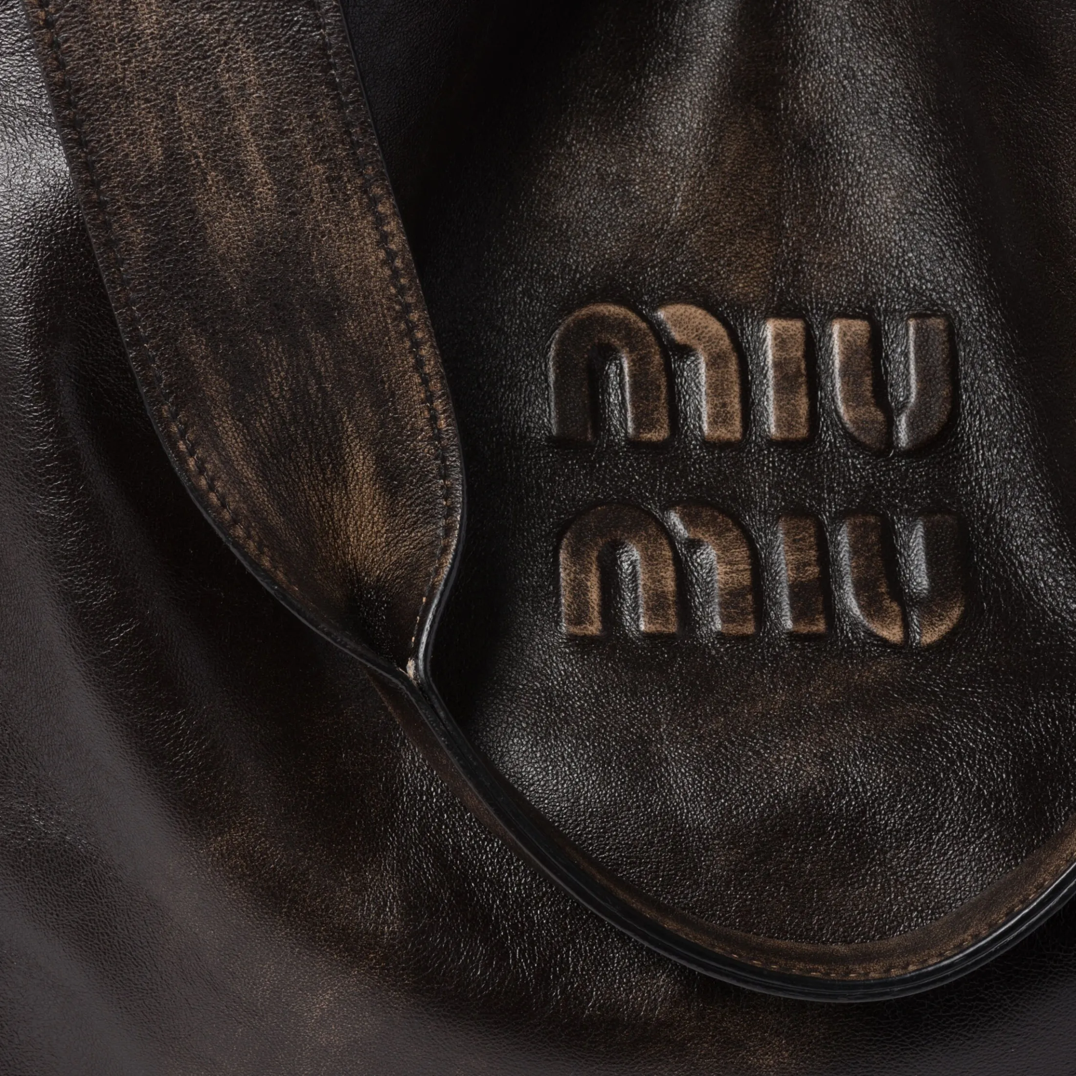 Sand/coffee Nappa Hobo Bag With Logo | Miu Miu
