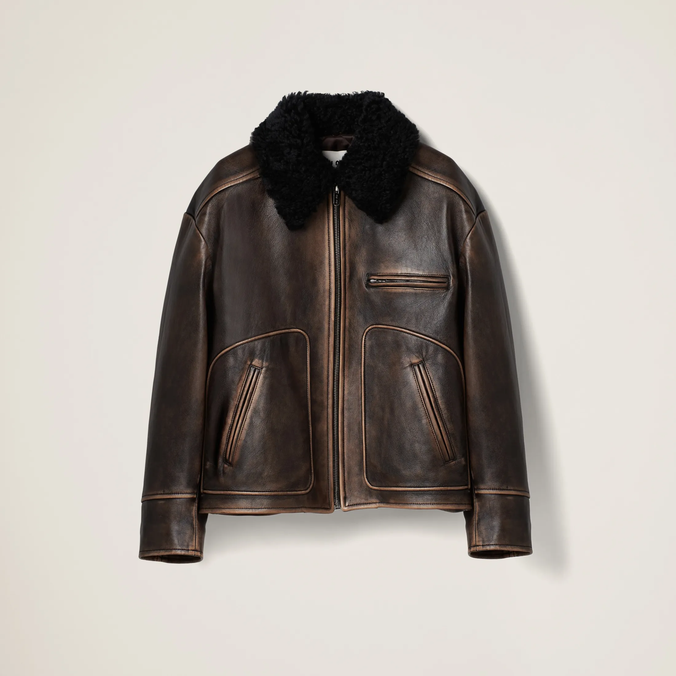 Sand/coffee Nappa Leather Jacket | Miu Miu