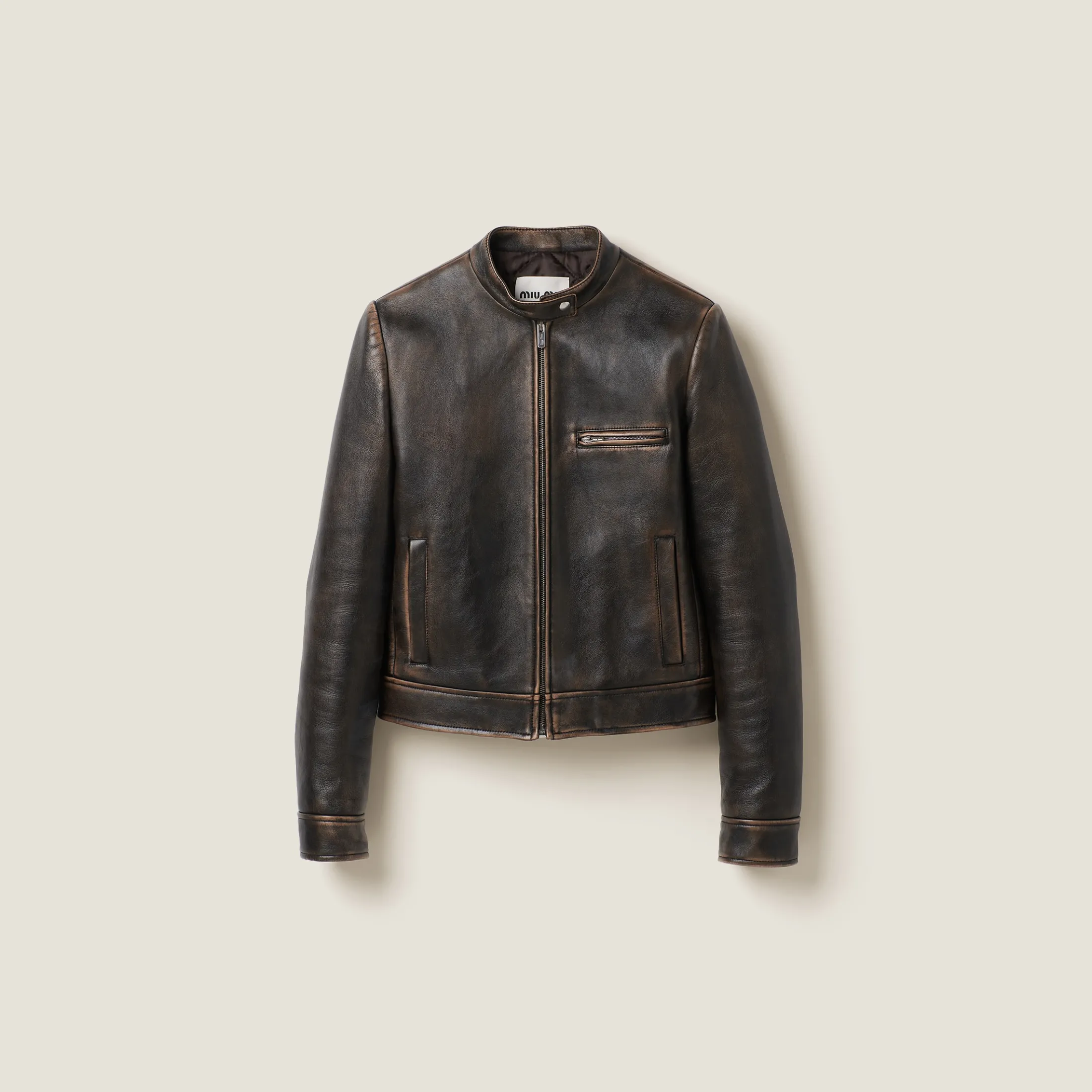 Sand/coffee Nappa Leather Jacket | Miu Miu