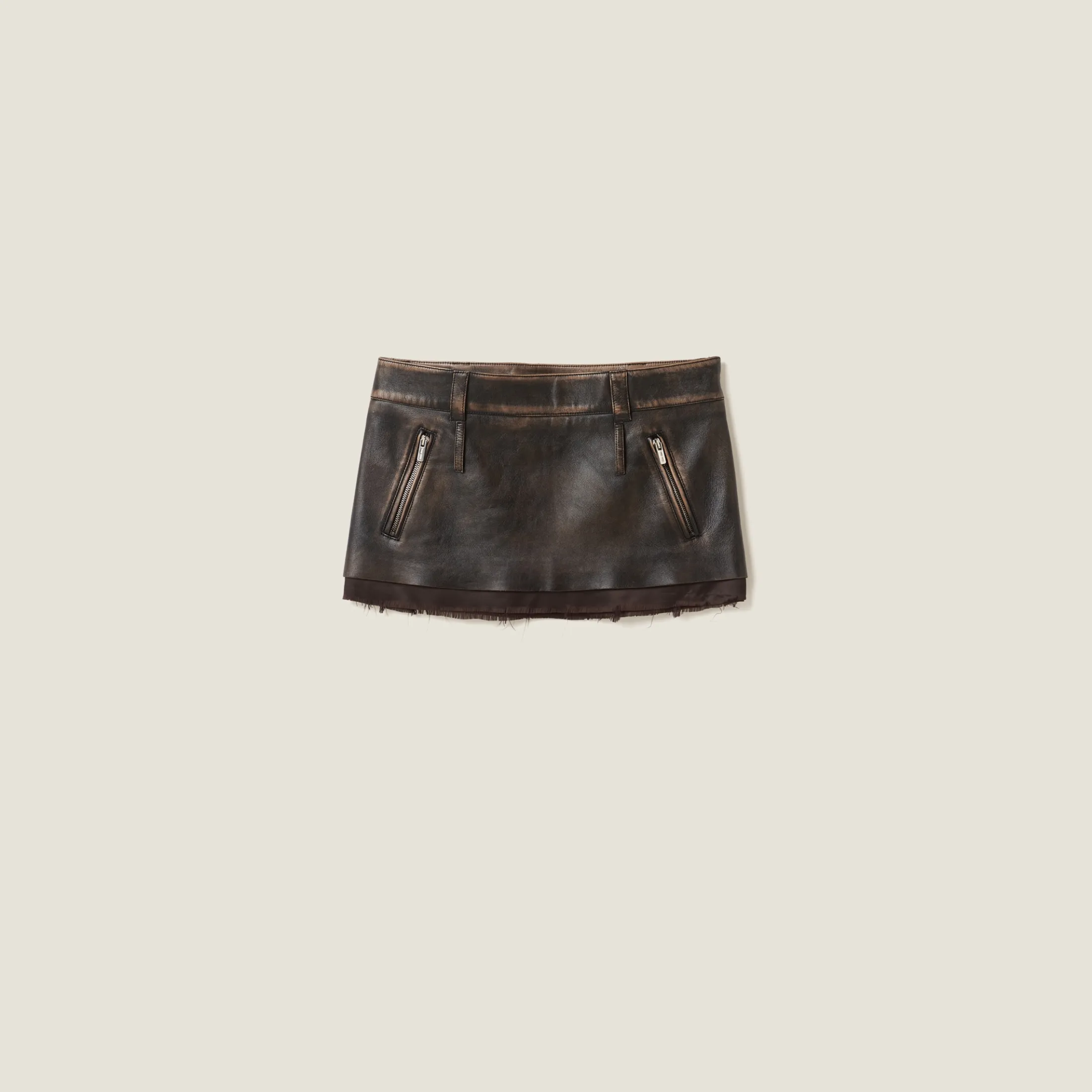 Sand/coffee Nappa Leather Skirt | Miu Miu
