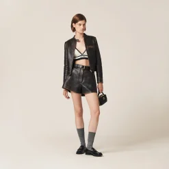 Sand/coffee Nappa Leather Jacket | Miu Miu