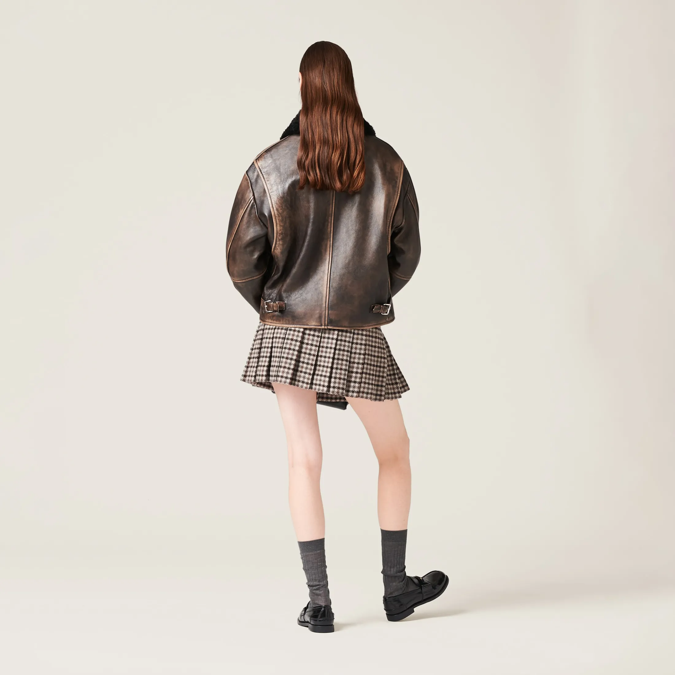 Sand/coffee Nappa Leather Jacket | Miu Miu