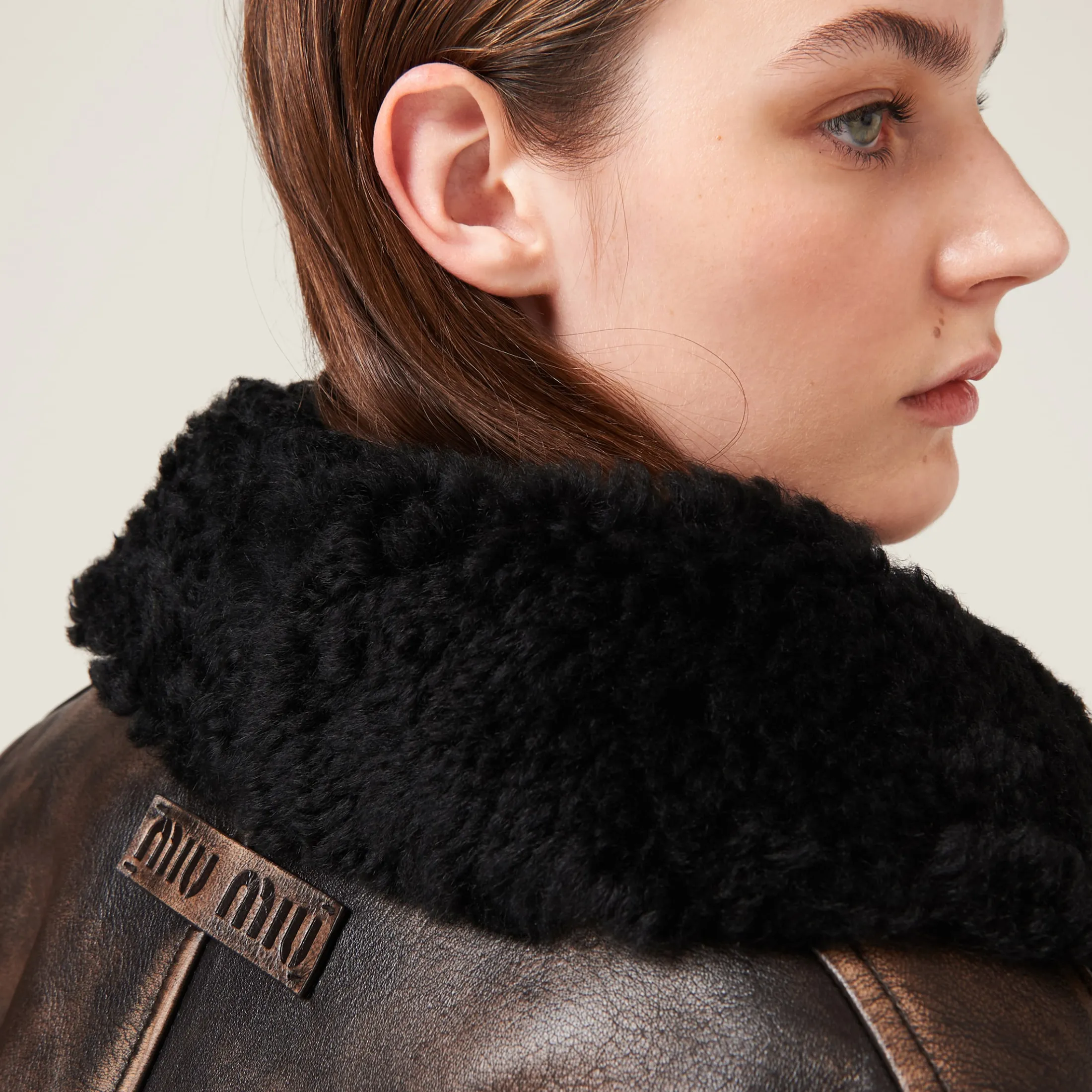 Sand/coffee Nappa Leather Jacket | Miu Miu