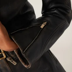 Sand/coffee Nappa Leather Jacket | Miu Miu