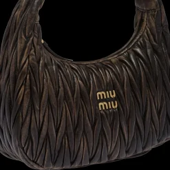 Sand/coffee Wander Matelassé Nappa Leather Hobo Bag | Miu Miu