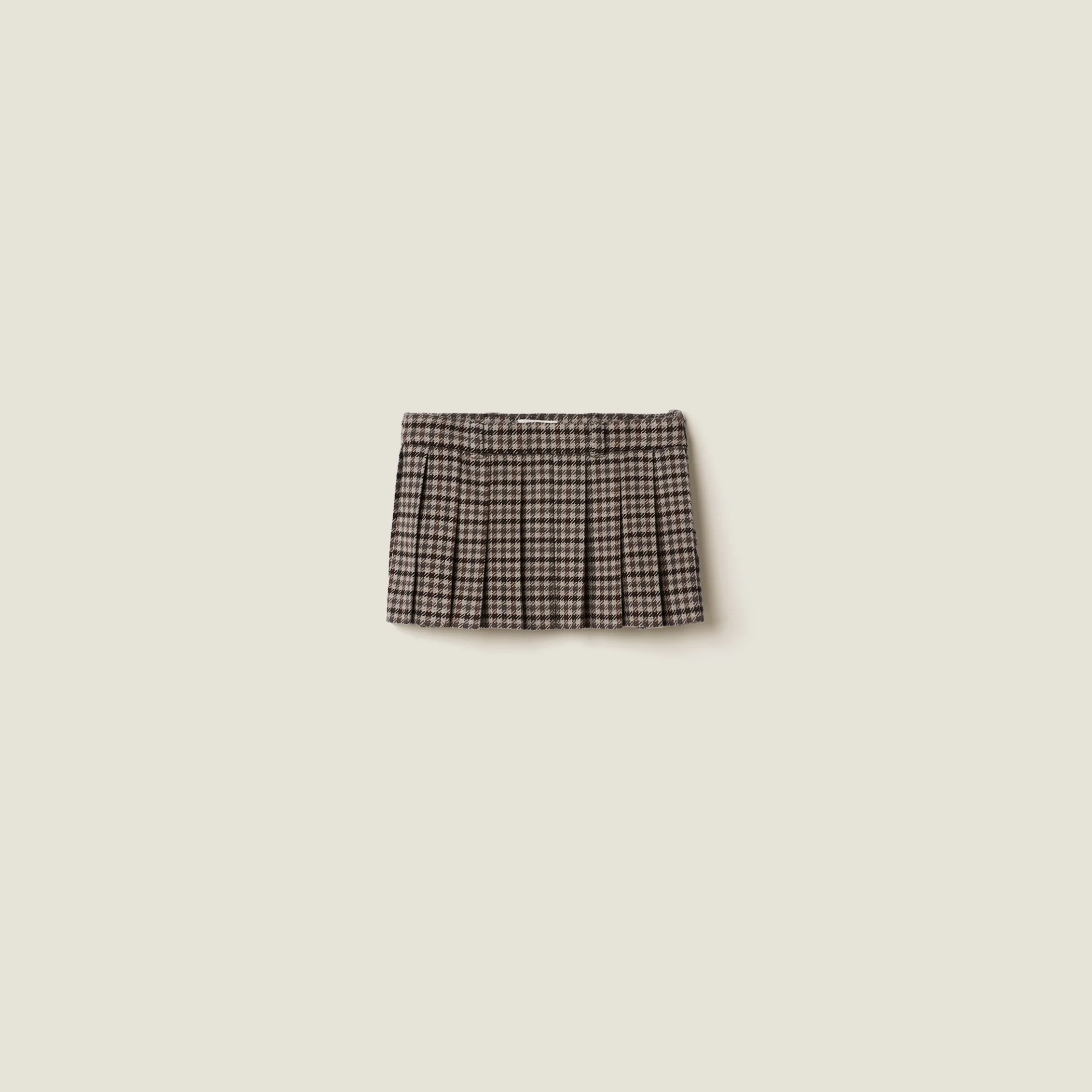 Sand+tobacco Houndstooth Check Skirt | Miu Miu