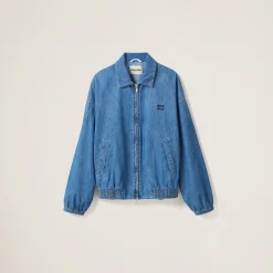 Sapphire Blue Chambray Blouson Jacket | Miu Miu
