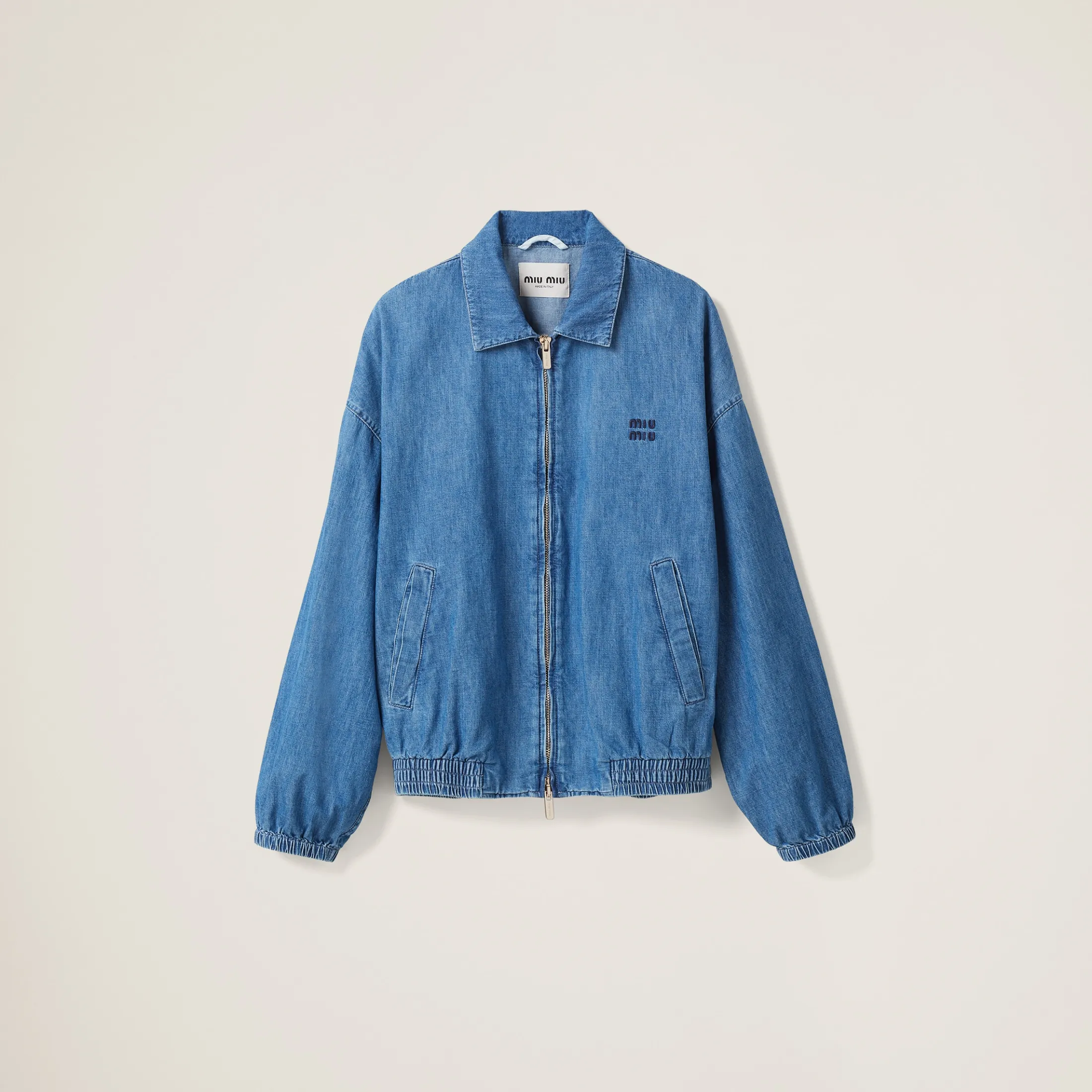 Sapphire Blue Chambray Blouson Jacket | Miu Miu