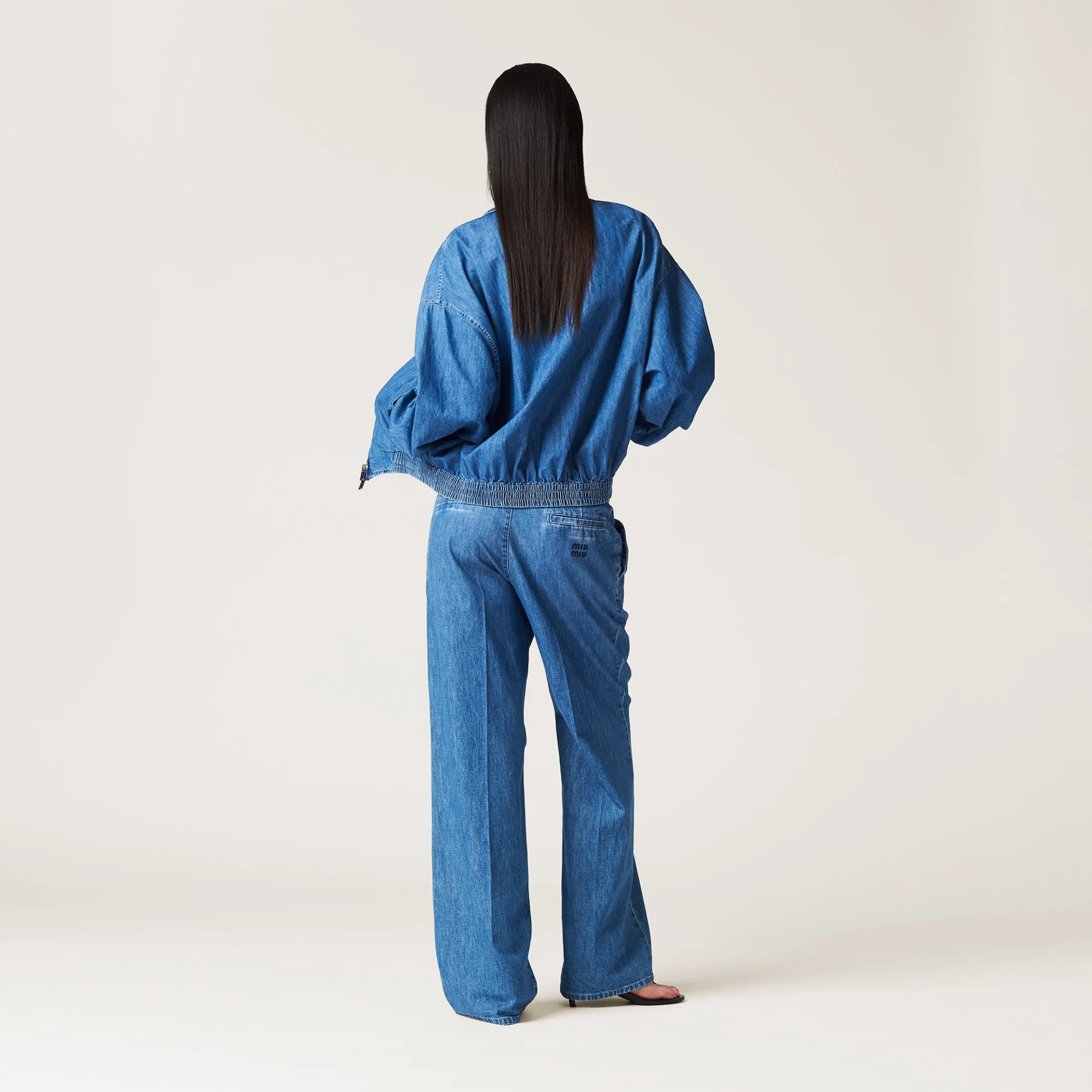 Sapphire Blue Chambray Blouson Jacket | Miu Miu