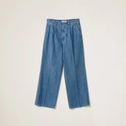 Sapphire Blue Chambray Denim Pants | Miu Miu