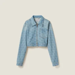 Sapphire Blue Denim Blouson Jacket | Miu Miu