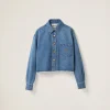 Sapphire Blue Denim Blouson Jacket | Miu Miu