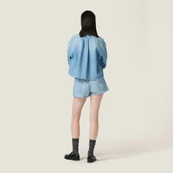 Sapphire Blue Denim Blouson Jacket | Miu Miu