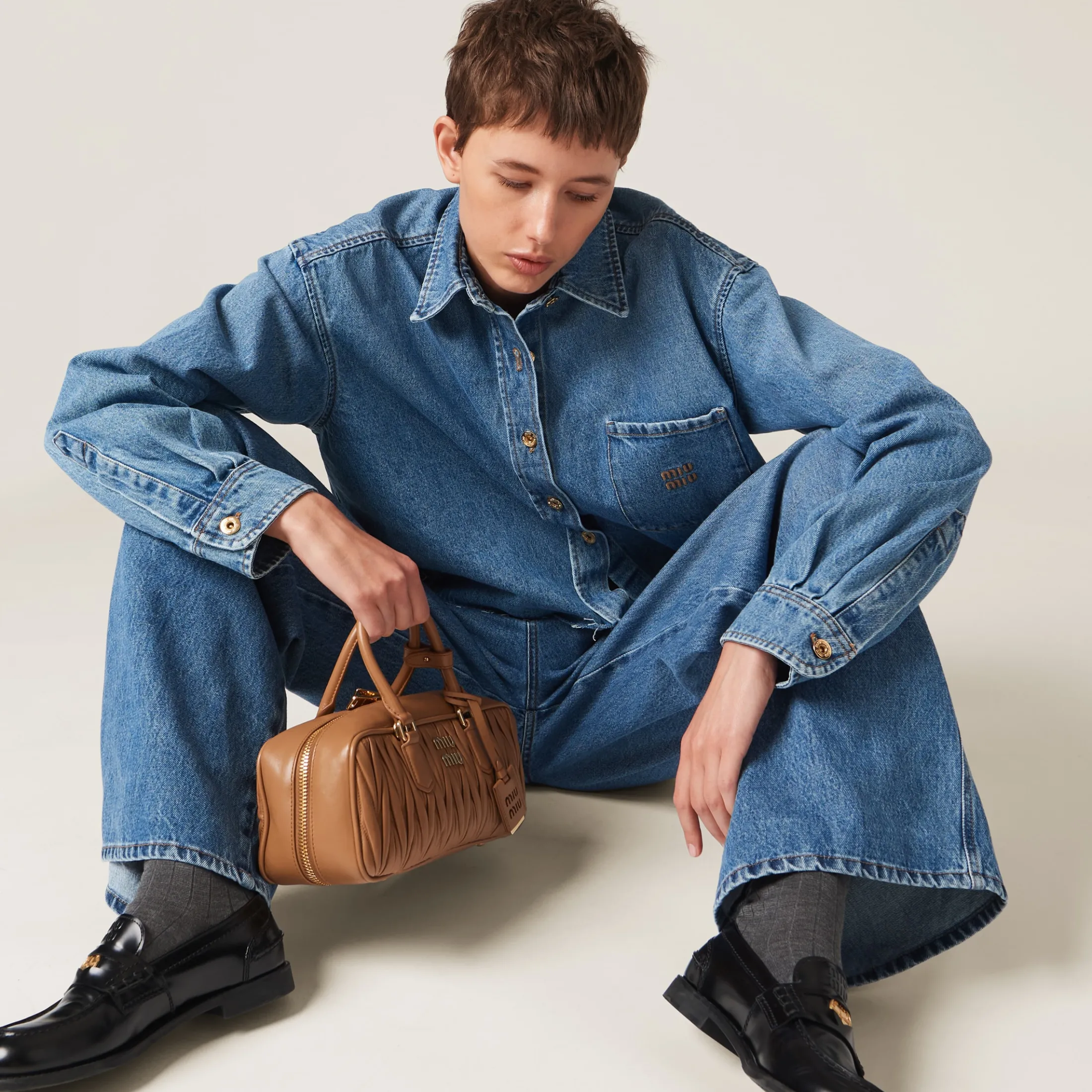 Sapphire Blue Denim Blouson Jacket | Miu Miu