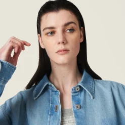 Sapphire Blue Denim Blouson Jacket | Miu Miu