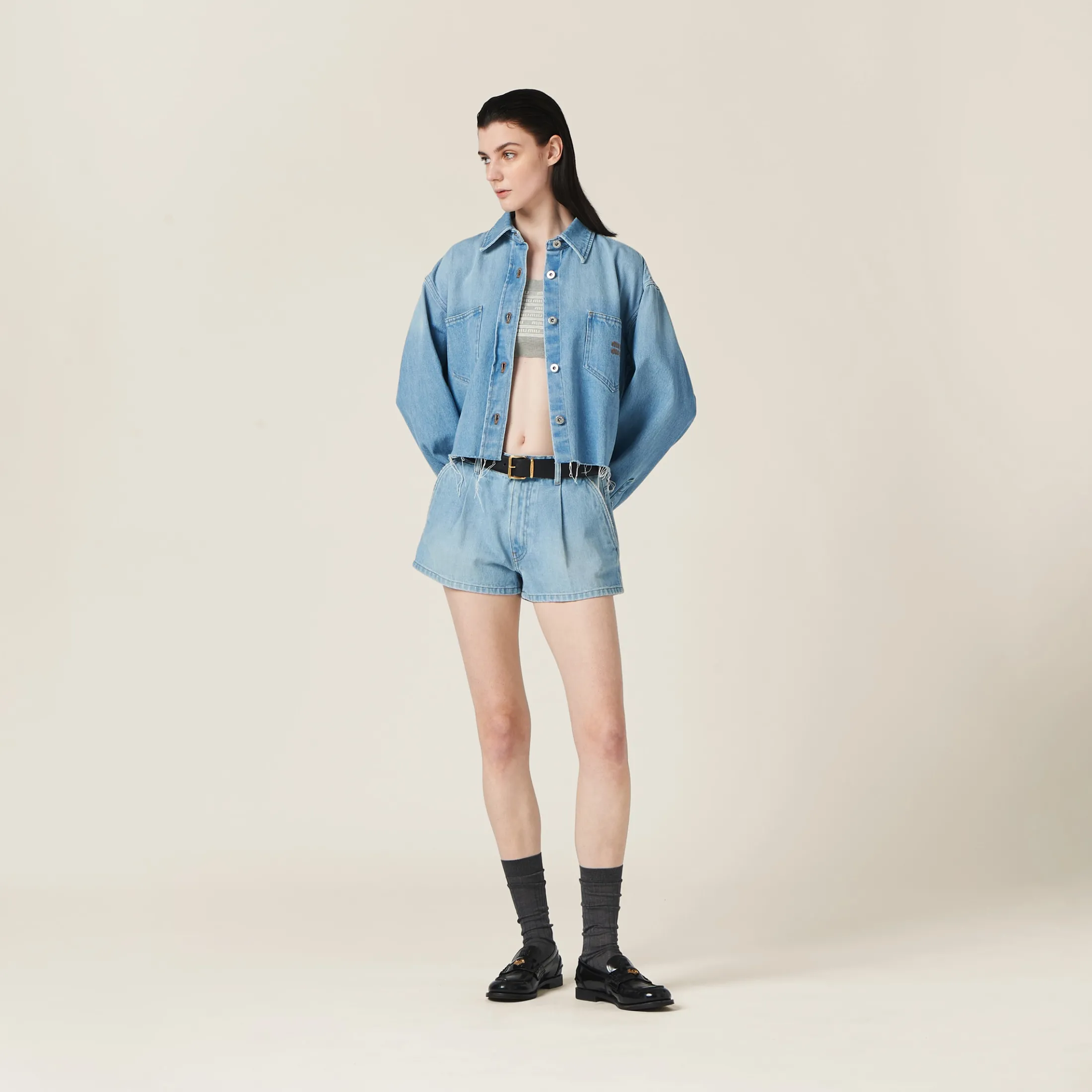 Sapphire Blue Denim Shorts | Miu Miu