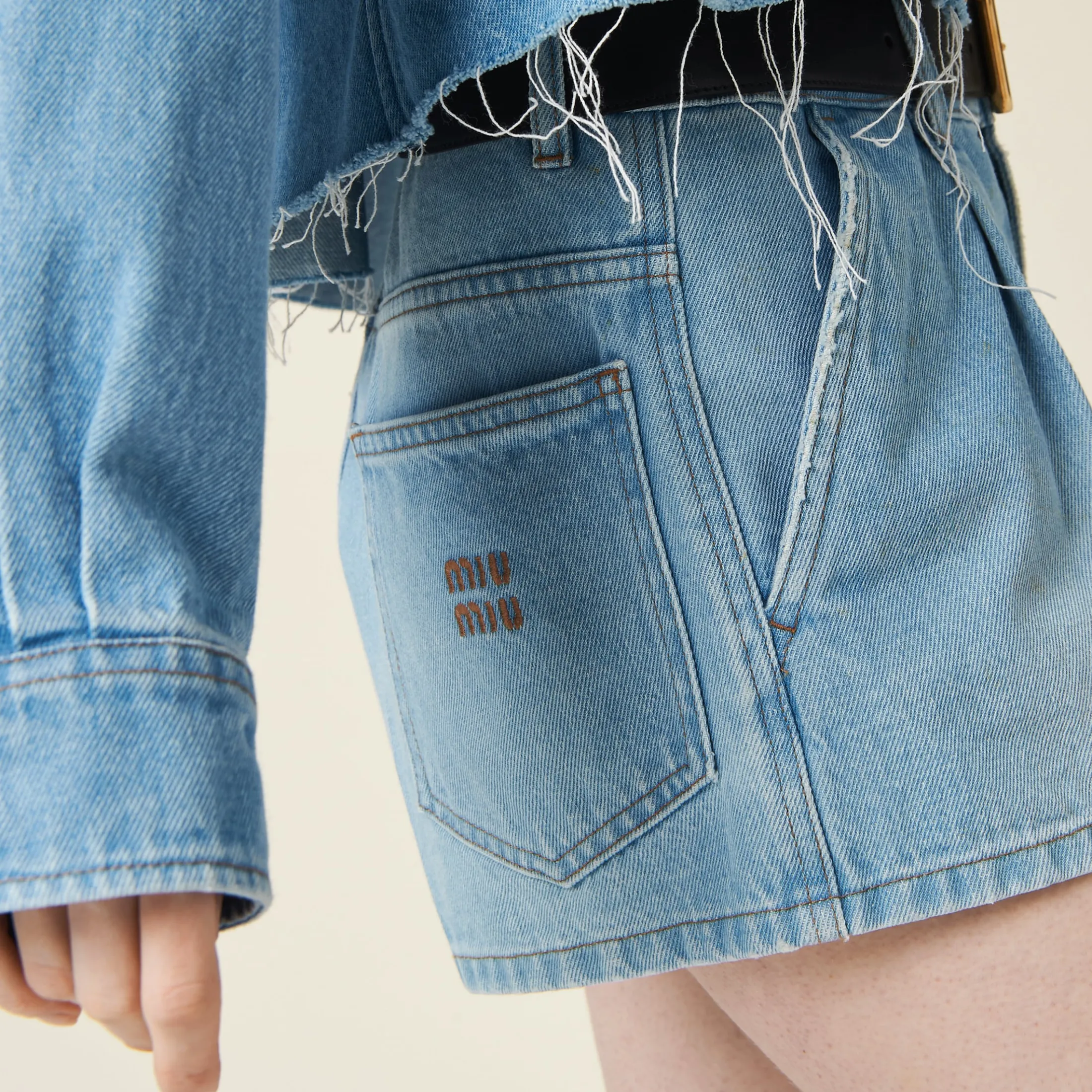 Sapphire Blue Denim Shorts | Miu Miu