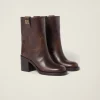 Sienna Fumé Leather Booties | Miu Miu
