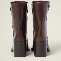 Sienna Fumé Leather Booties | Miu Miu