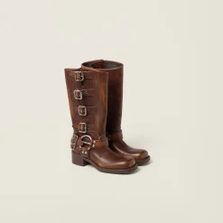 Sienna Leather Boots | Miu Miu