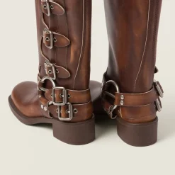 Sienna Leather Boots | Miu Miu