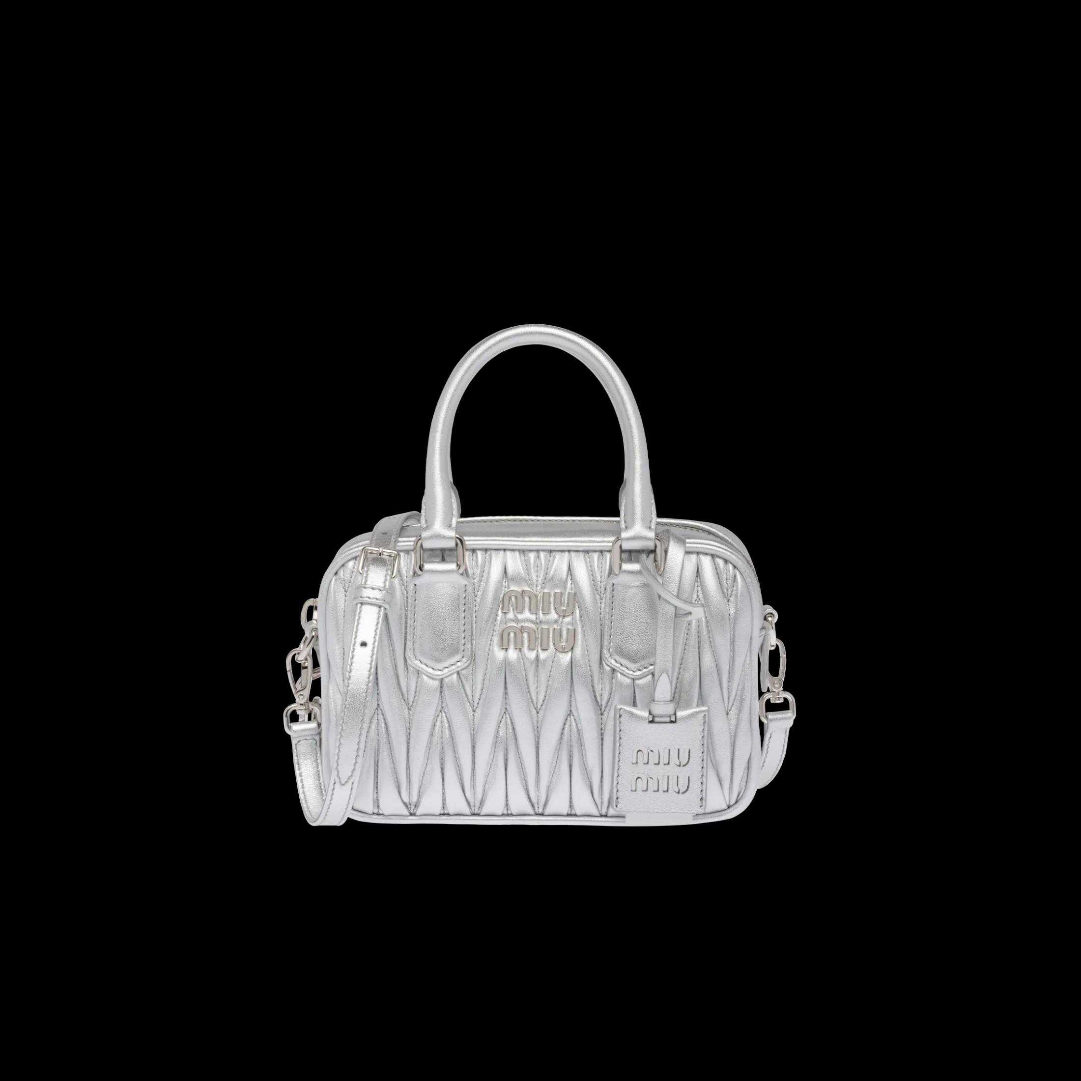 Silver Arcadie Matelassé Nappa Leather Bag | Miu Miu
