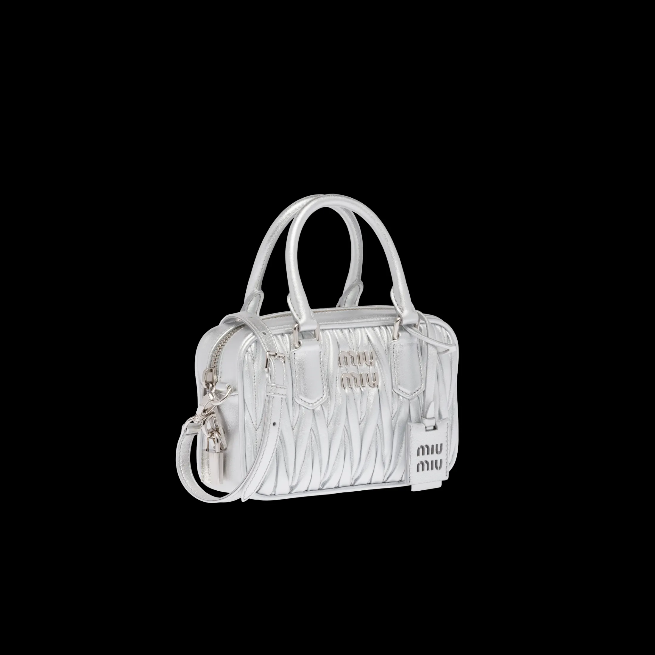 Silver Arcadie Matelassé Nappa Leather Bag | Miu Miu