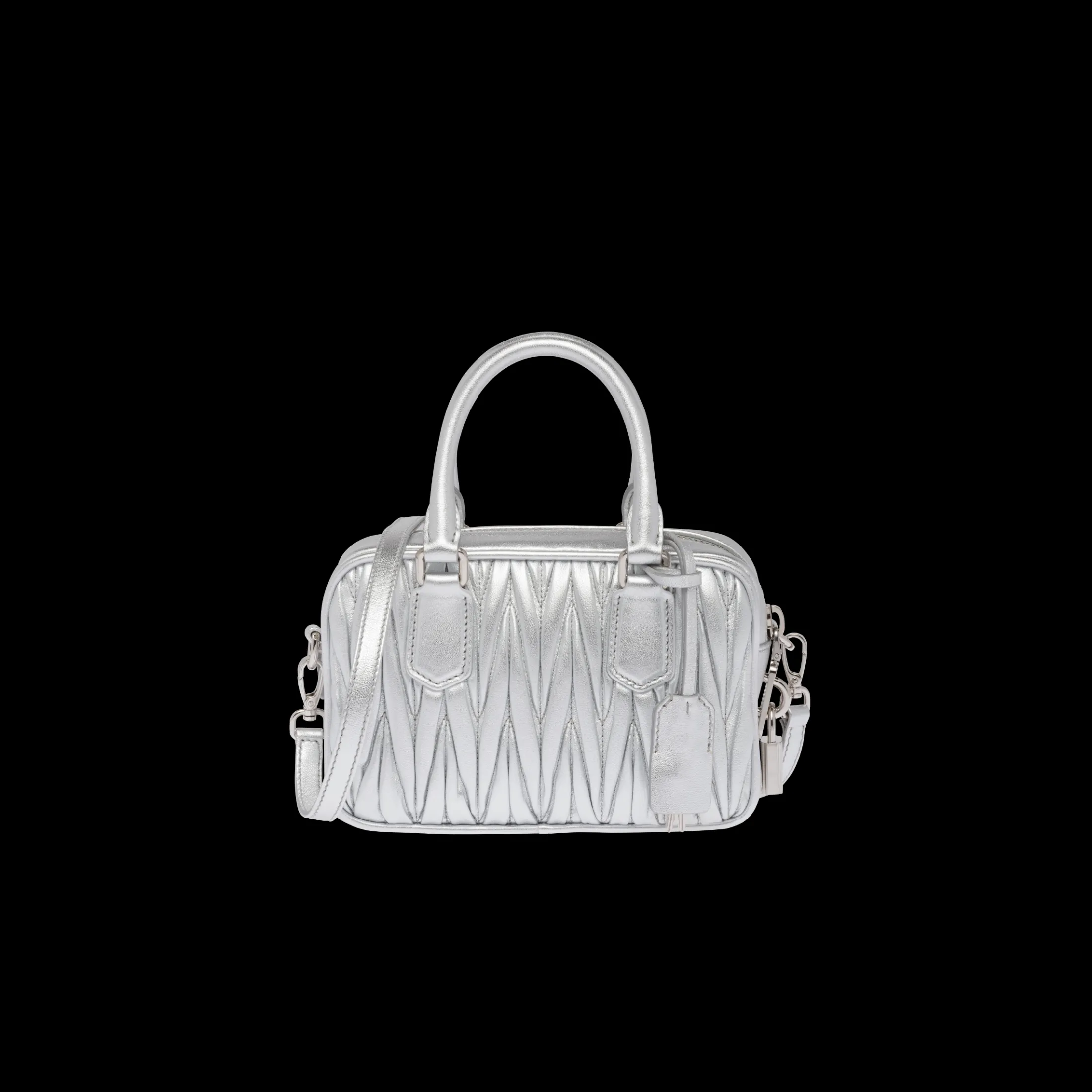 Silver Arcadie Matelassé Nappa Leather Bag | Miu Miu