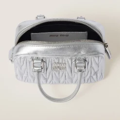 Silver Arcadie Matelassé Nappa Leather Mini-bag | Miu Miu