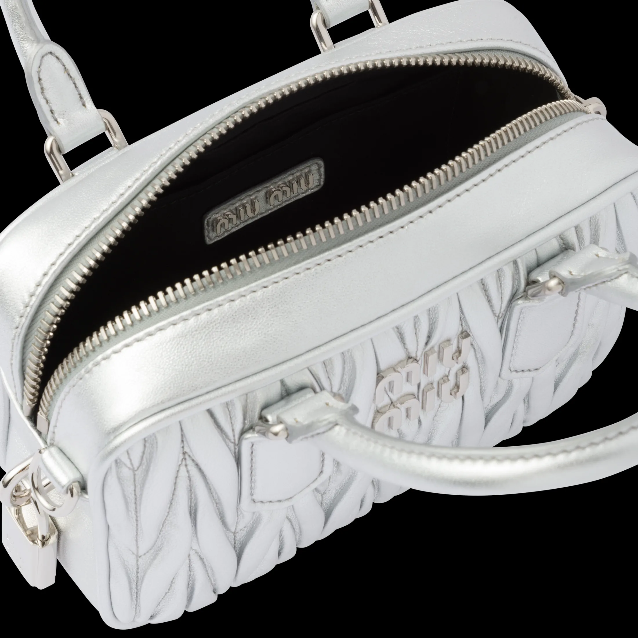 Silver Arcadie Matelassé Nappa Leather Bag | Miu Miu