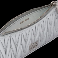 Silver Matelassé Nappa Leather Envelope Wallet | Miu Miu