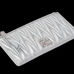 Silver Matelassé Nappa Leather Envelope Wallet | Miu Miu